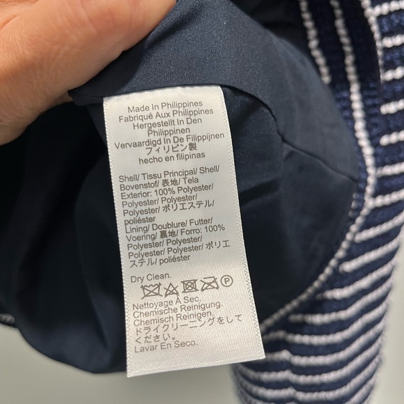 NWT J Crew Tweed Lady Jacket Antique Navy Ivory Stripe $228 size 14 gold button - Picture 9 of 12